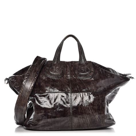 GIVENCHY Crinkled Patent Leather Large Nightingale Brown 